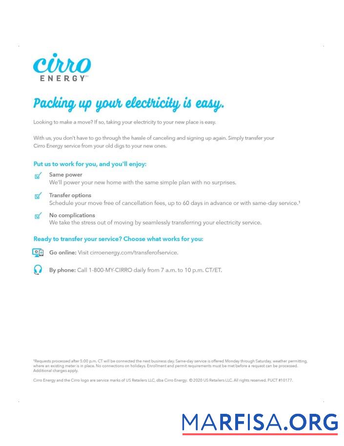 Realistic USA Texas Cirro Energy utility bill template in Word and PDF format (3 pages) 3